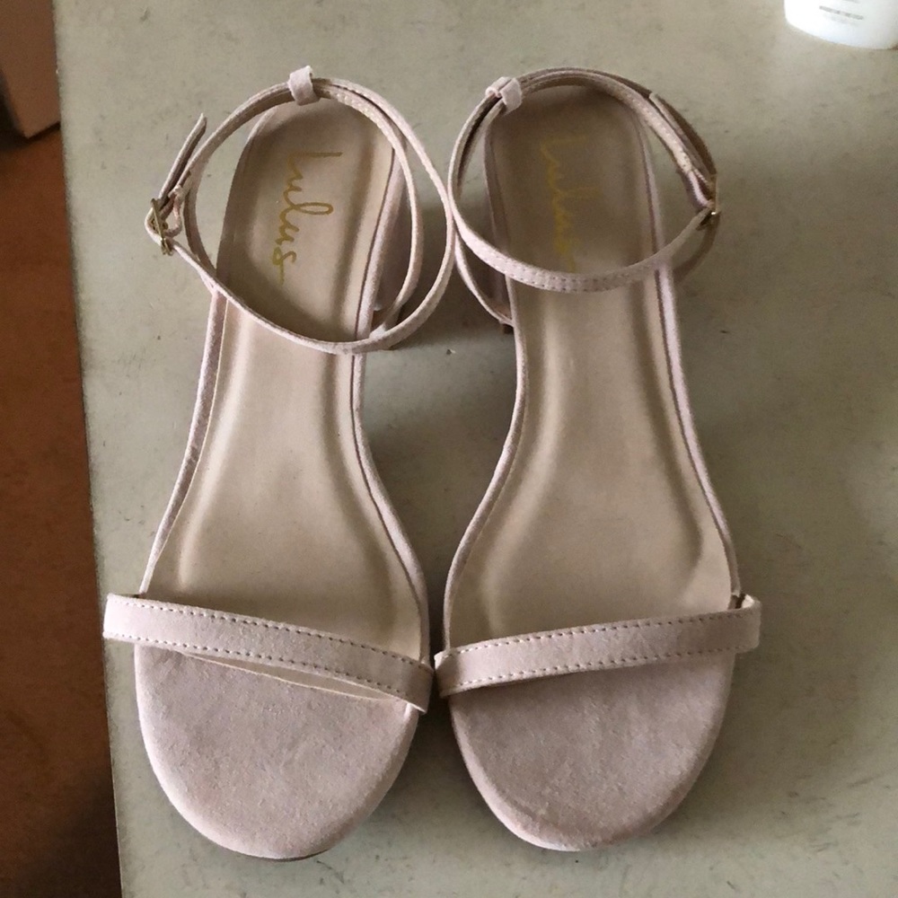 Lulus Suede 2 1/4” heel with ankle strap